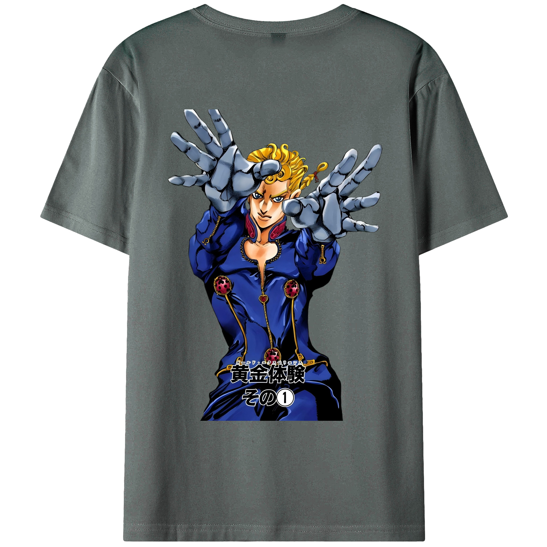 （画像用） ジョジョの奇妙な冒険 ジョルノ?ジョバァーナ JoJo's Bizarre Adventure Giorno Giovanna 綿100％ メンズ半袖Tシャツ（バックプリント） 通気性